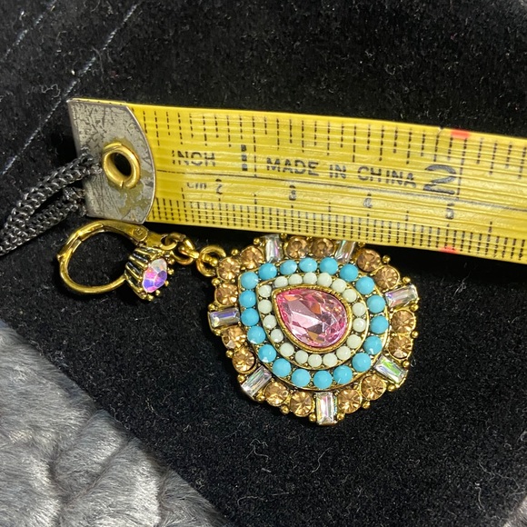 Gold Tone Teardrop Earrings Rhinestone Jewel Bling jewel - Picture 4 of 4